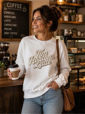 Tim Hortons Latte Embroidered White Sweatshirt - M